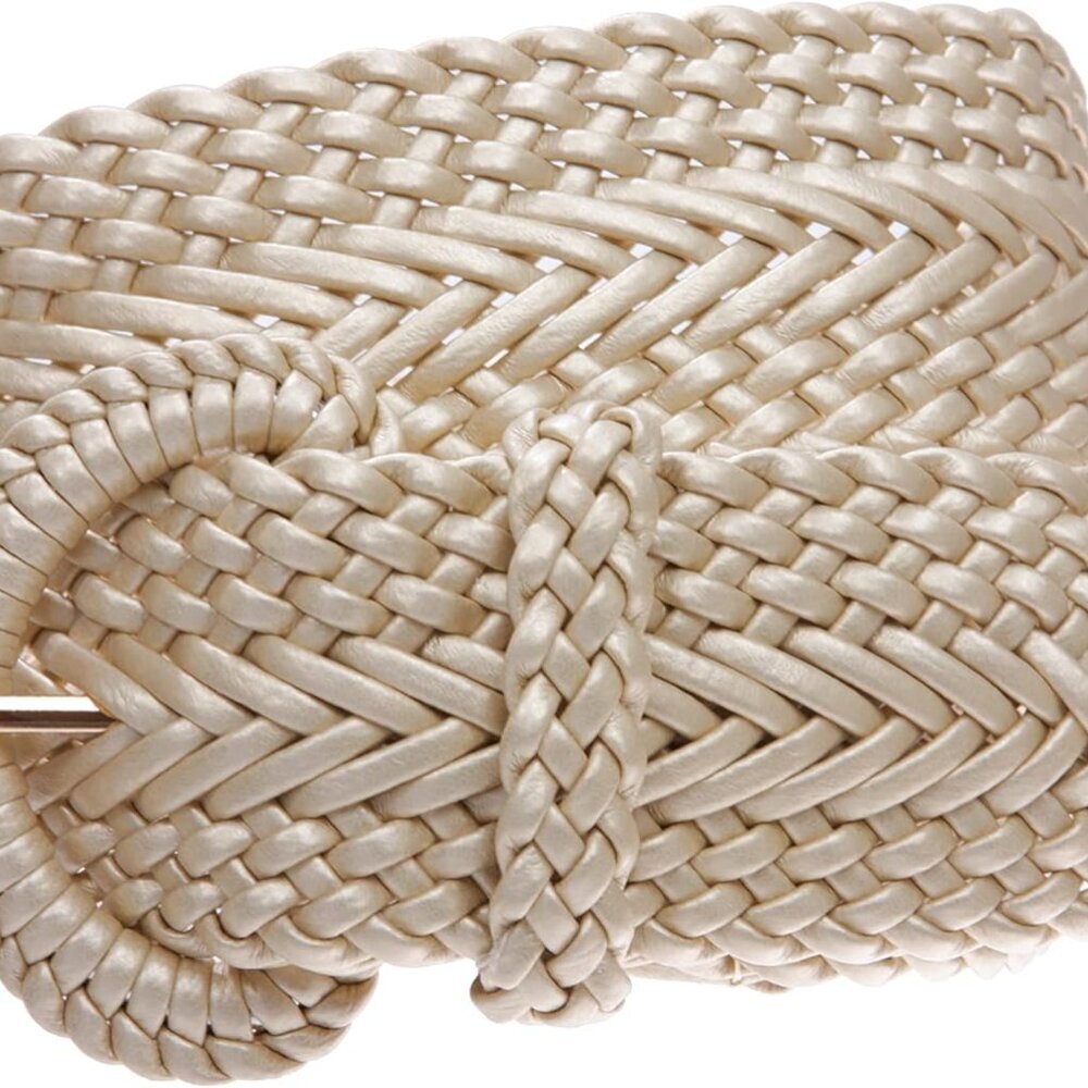 2 Inch Wide Hand Made Soft Metallic Woven Braided Round Belt - Picture 2 of 3